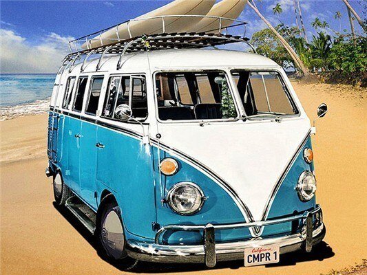 Cross Stitch | Volkswagen Vintage Bus - Cross Stitched