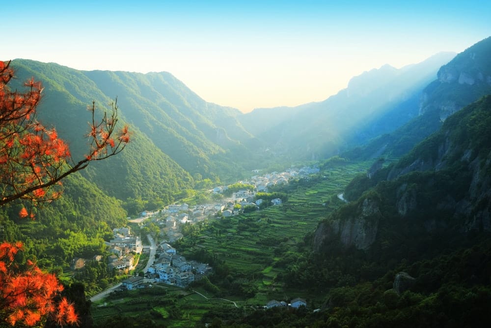 Cross Stitch | Wenzhou - Landscape Photography Of Mountains And Trees - Cross Stitched