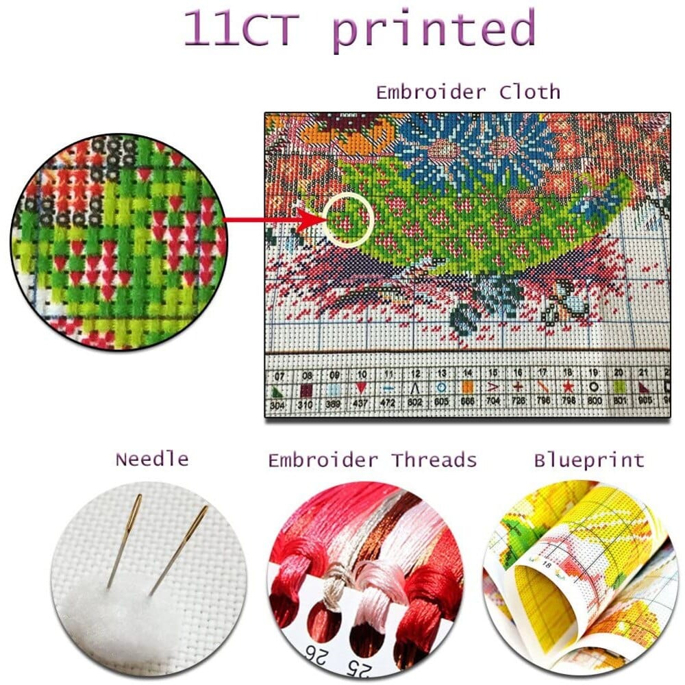 Klimt DIY Embroidery 11CT Cross Stitch Kit - Cross Stitched